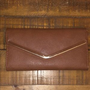 Brown Faux Leather Trifold Wallet
